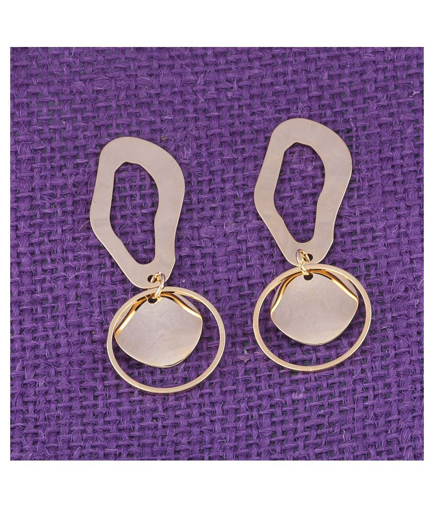     			Silver Shine Gorgeous  Golden Asymmetric Dangle  Earring for Women.
