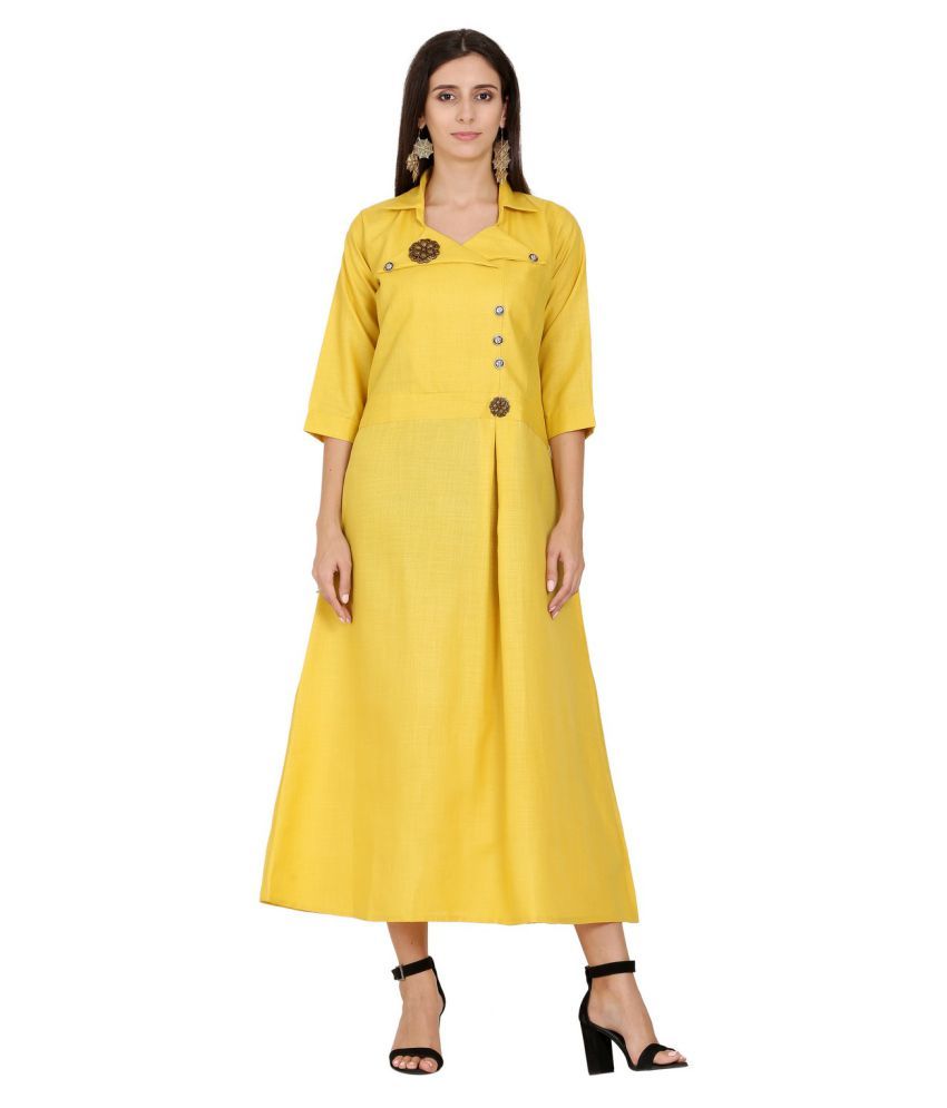 yellow colour anarkali kurti