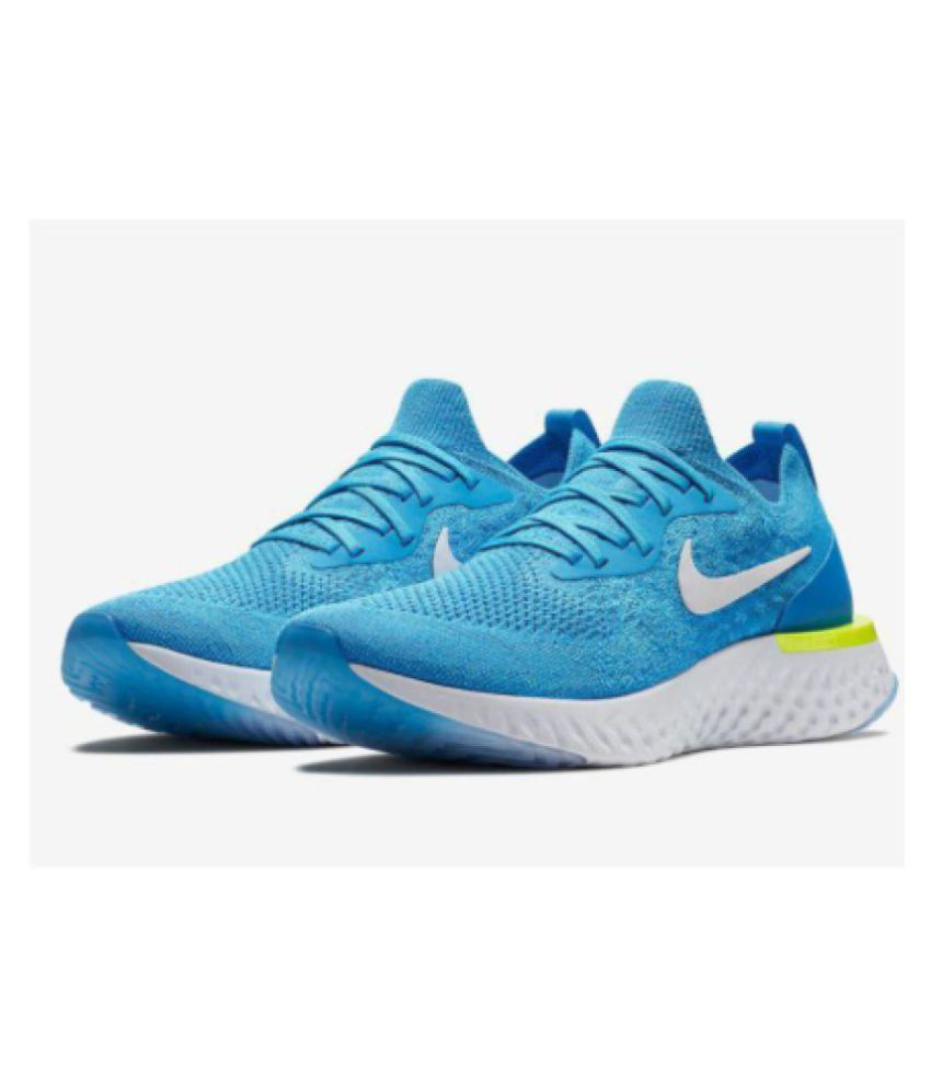 nike epic react flyknit blue running shoes