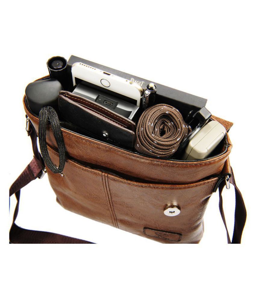 Elios Brown P.U. Office Messenger Bag - Buy Elios Brown P ...