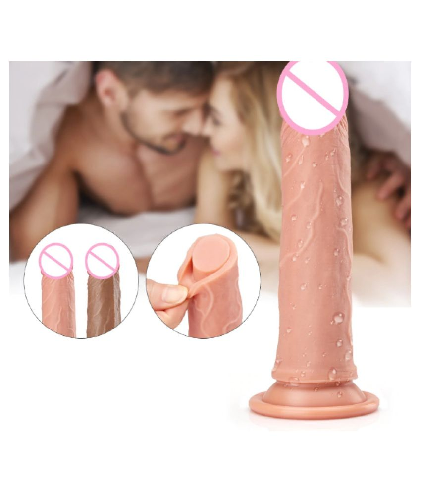     			7 inch No Balls Skin Feeling Silicone Big Dildo Realistic With Suction Cup Toys for Woman  ( black or skin color)