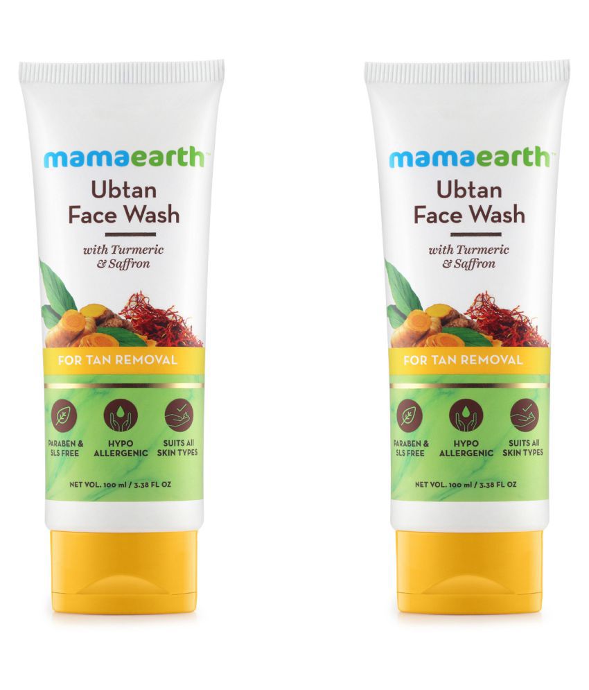     			Mamaearth Ubtan Natural Face Wash for All Skin Type with Turmeric & Saffron for Tan removal and Skin brightning 100 ml Each