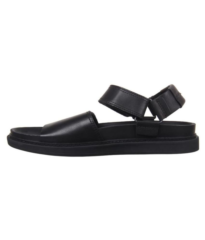 unstructured by clarks black open back leather sandals