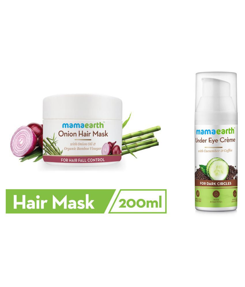 Mamaearth's Onion Hair Mask For Dry & Frizzy Hair, Controls Hairfall and  Boosts Hair Growth, With Onion & Organic Bamboo Vinegar\n200ml and Under  Eye Cream, 50ml: Buy Mamaearth's Onion Hair Mask For