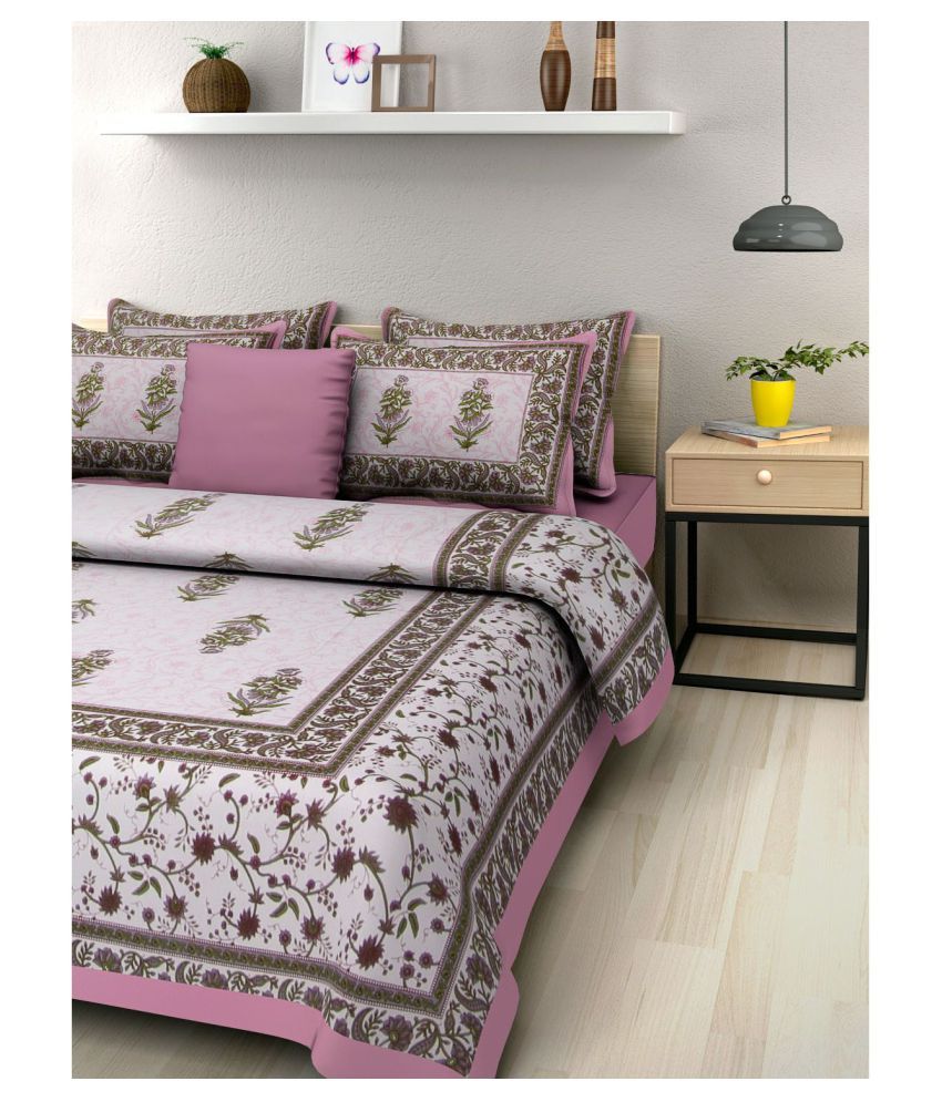     			Uniqchoice Cotton Double Bedsheet with 2 Pillow Covers