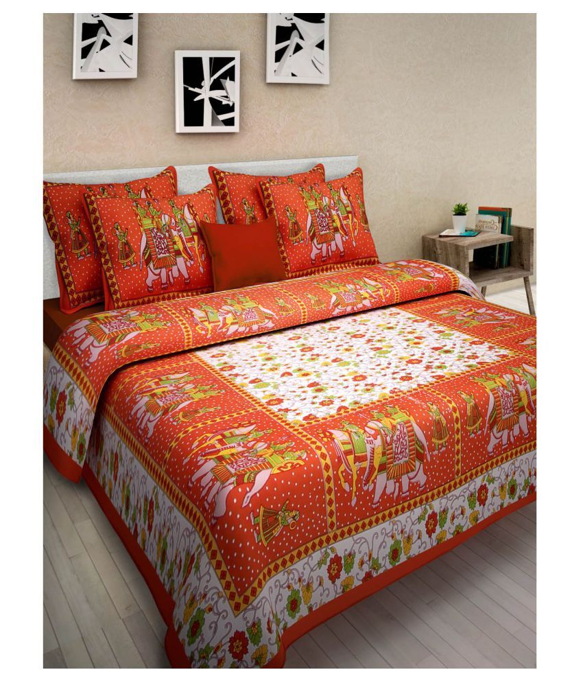     			Uniqchoice Cotton Double Bedsheet with 2 Pillow Covers