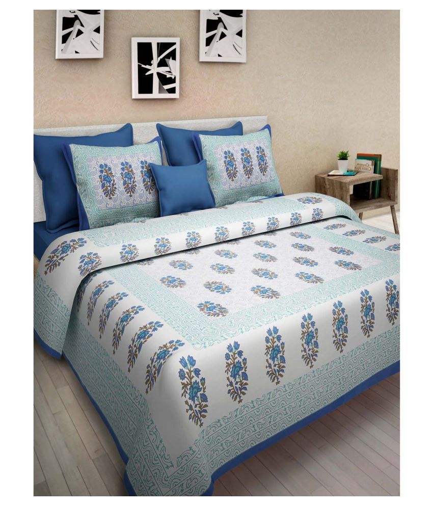     			Uniqchoice Cotton Double Bedsheet with 2 Pillow Covers