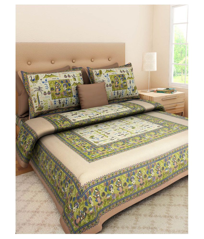     			Uniqchoice Cotton Double Bedsheet with 2 Pillow Covers