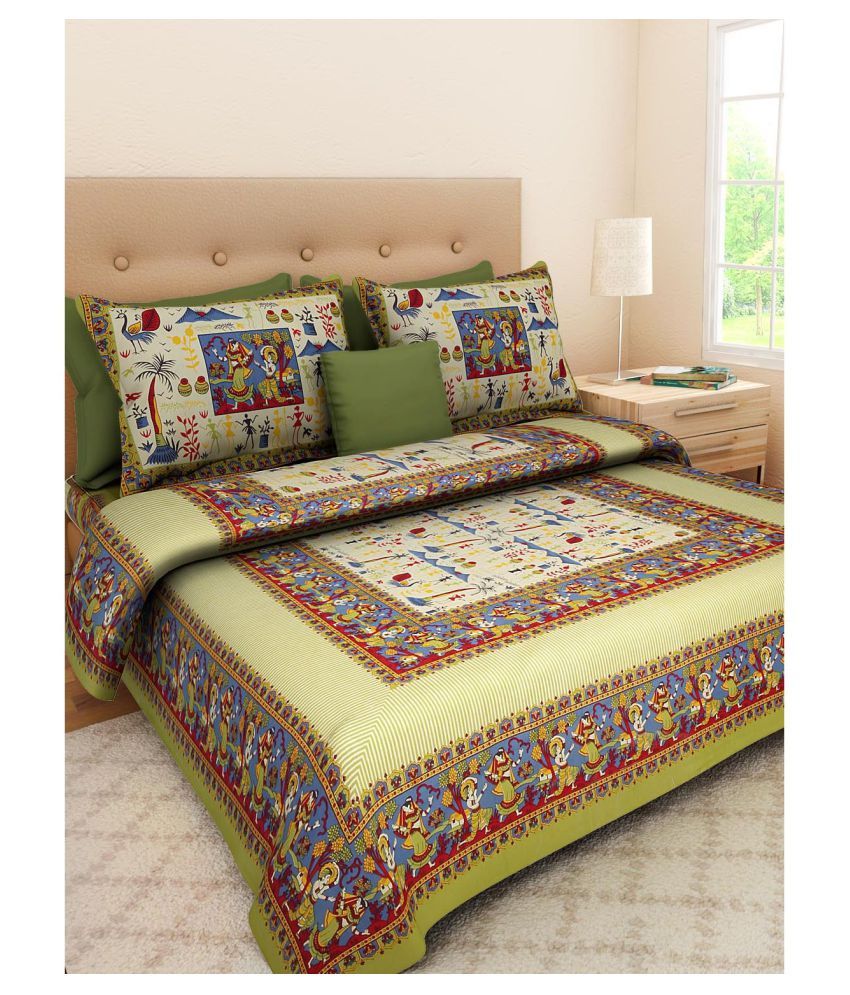     			Uniqchoice Cotton Double Bedsheet with 2 Pillow Covers