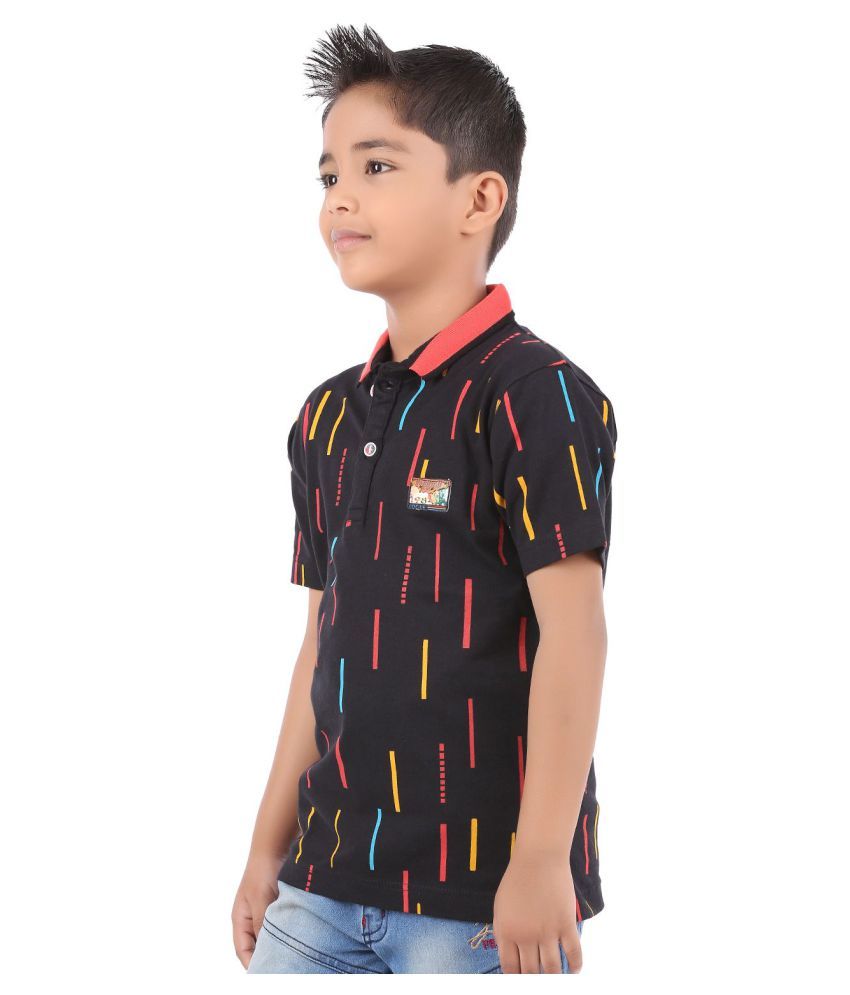 BodyGlove Boy Kids Casual Polo Neck Collar Printed T-Shirt, Half Sleeve ...