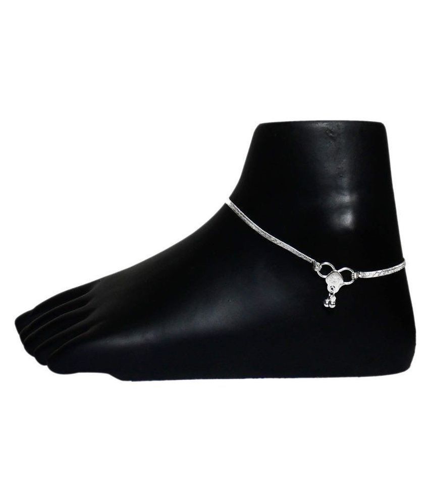 silver plain anklets