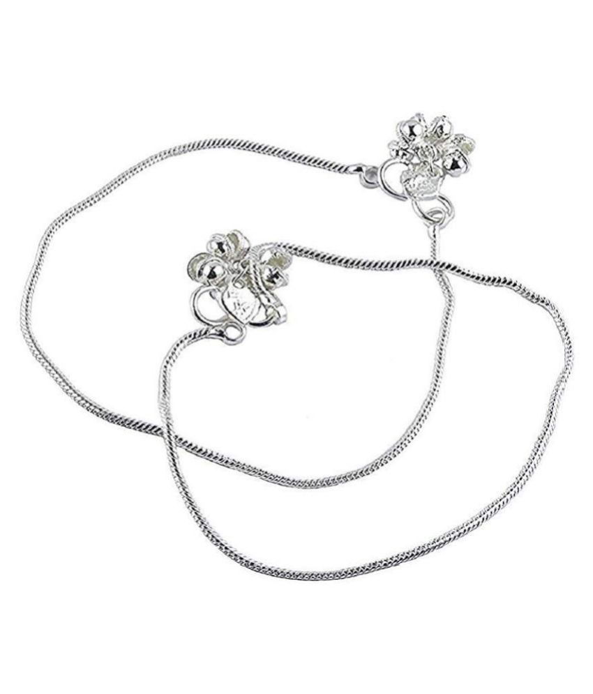 silver plain anklets