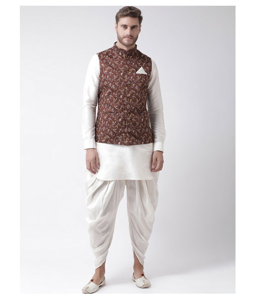     			Deyann Brown Linen Kurta Pyjama Set