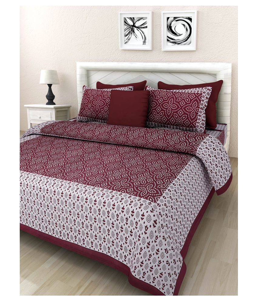    			HandiCave Cotton Double Bedsheet with 2 Pillow Covers ( 229 cm x 254 cm )