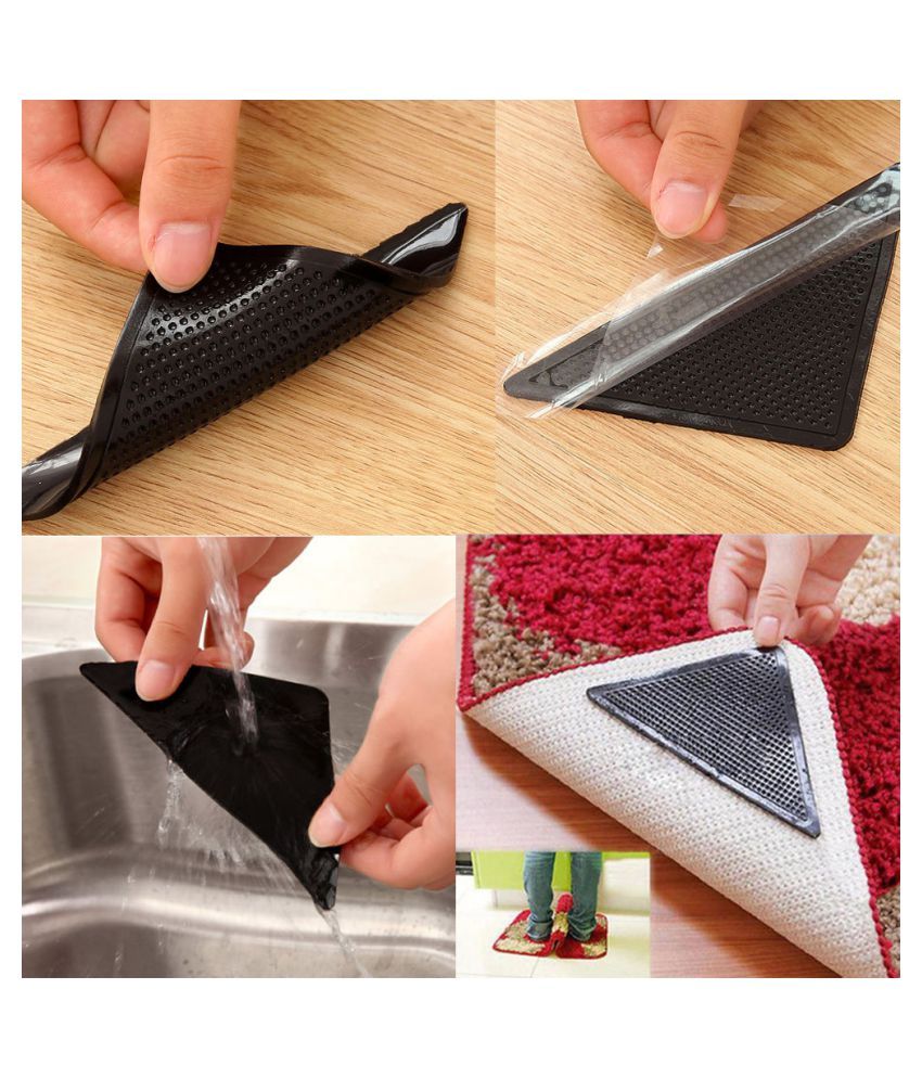 4X Carpet Pad Silicone Tri Sticker Anti Non Slip Mat Pads Prevent Carpet Curls
