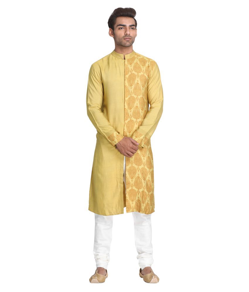 Nakshi Mustard Silk Kurta Buy Nakshi Mustard Silk Kurta Online at Low