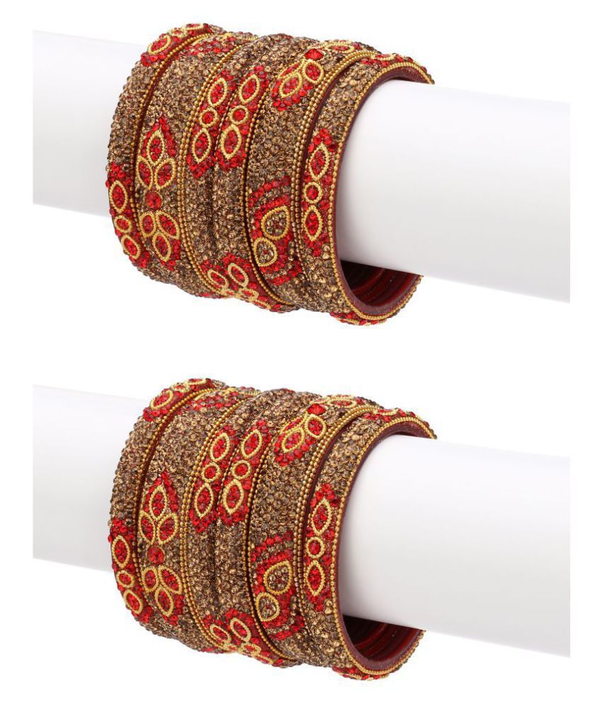     			AFAST Exclusive Wedding Collection Kada & Bangle Set Designer Ornamented Red & Golden (Size 2.6)2e3r