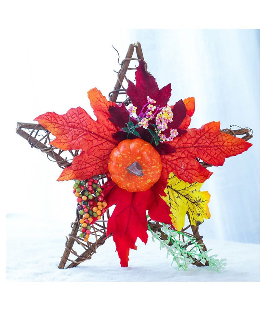 Hanging Ornament Wooden Thanksgiving Black Pumpkin Star Shape Wall