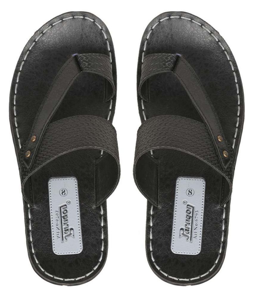 Paragon Black  Leather Slippers  Price in India Buy Paragon 