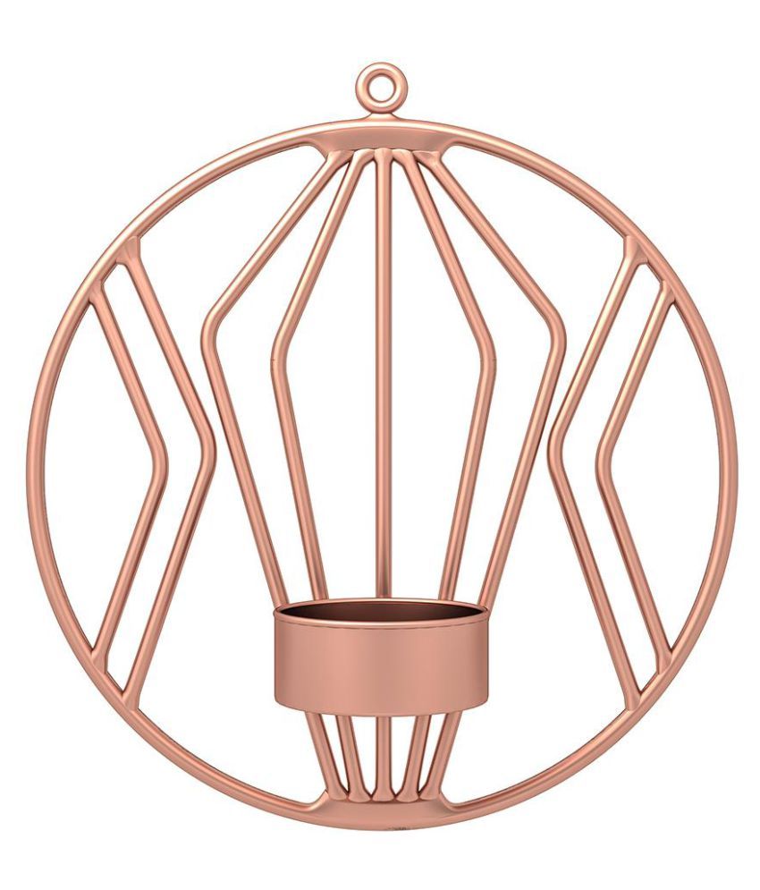 3D Geometric Round Candlestick Metal Wall Candle Holder Sconce (Rose