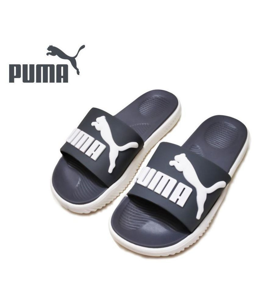 white puma flip flops