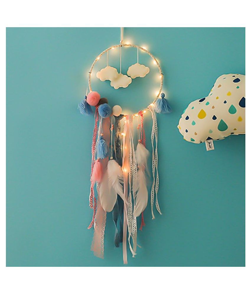 Dreamcatcher With Light Big Lace Dream Catcher With Clouds & Pompom Home  Wall Hanging Decor Pendant For Kid's Bedroom: Buy Dreamcatcher With Light  Big Lace Dream Catcher With Clouds & Pompom Home