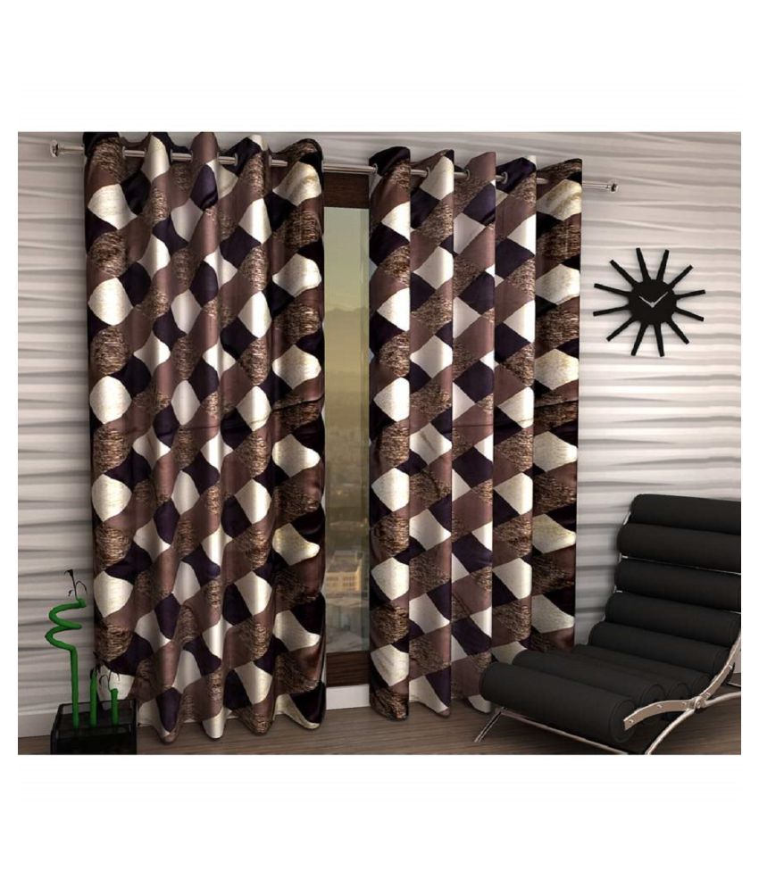     			Tanishka Fabs Semi-Transparent Curtain 5 ft ( Pack of 2 ) - Brown