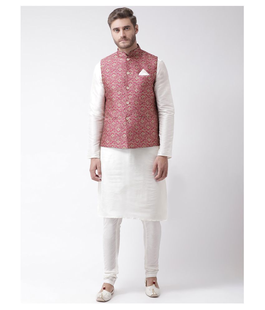     			Deyann Pink Silk Kurta Pyjama Set