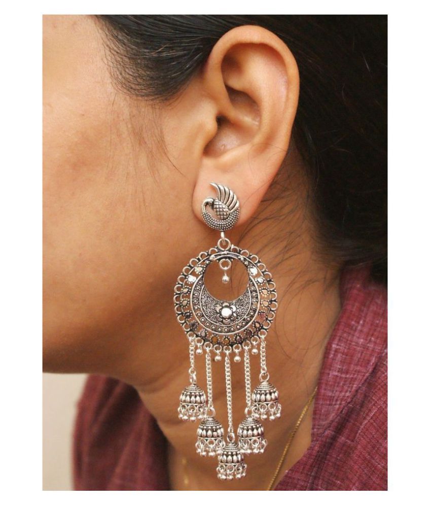 Happy Stoning German Silver Afgaani Tribal Boho Long Earrings - Buy ...