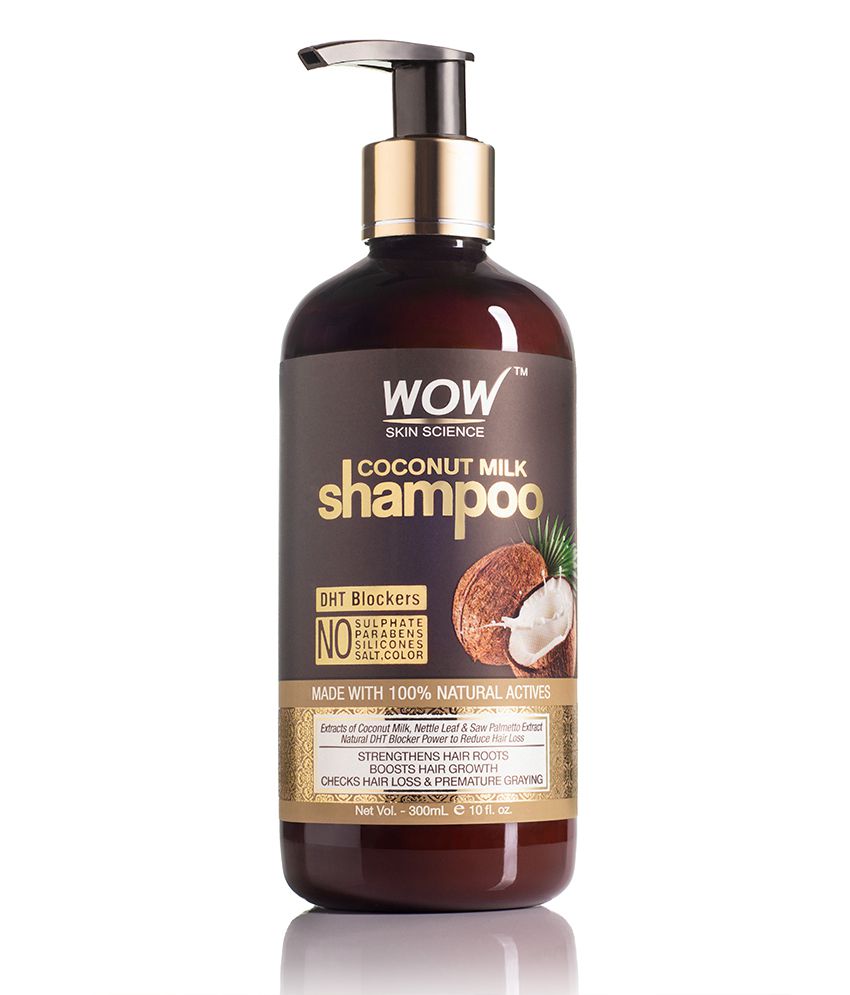 WOW Skin Science Coconut Milk Shampoo (New) - No Parabens, Sulphate, Silicones, Color & Salt - DHT BLOCKERS - 300mL