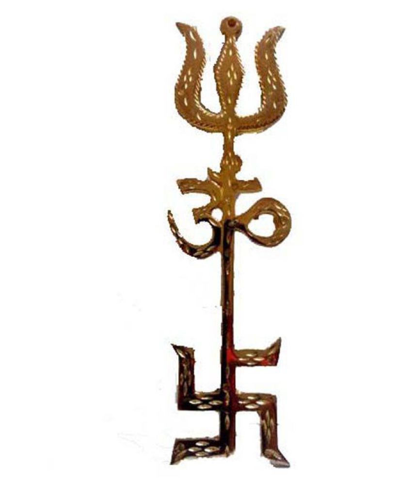     			Metal Tri Shakti Yantra (Swastik Om Trishul Symbol)