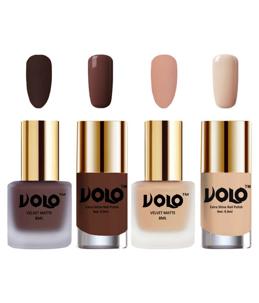     			VOLO Extra Shine AND Dull Velvet Matte Nail Polish Brown,Nude,Brown, Nude Matte Pack of 4 36 mL