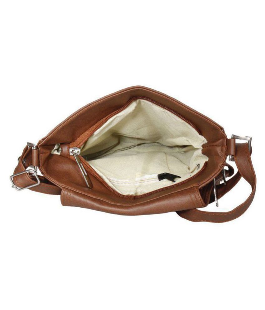 Parrk Brown Faux Leather Sling Bag - Buy Parrk Brown Faux Leather Sling ...
