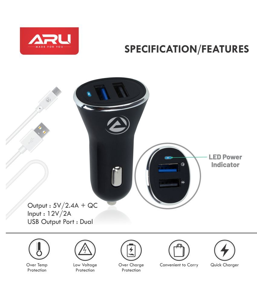 ARU Car Mobile Charger AQC24 Black Buy ARU Car Mobile Charger AQC24