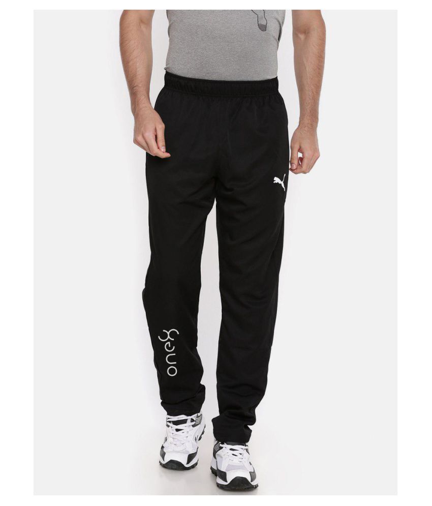 puma black polyester lycra trackpants