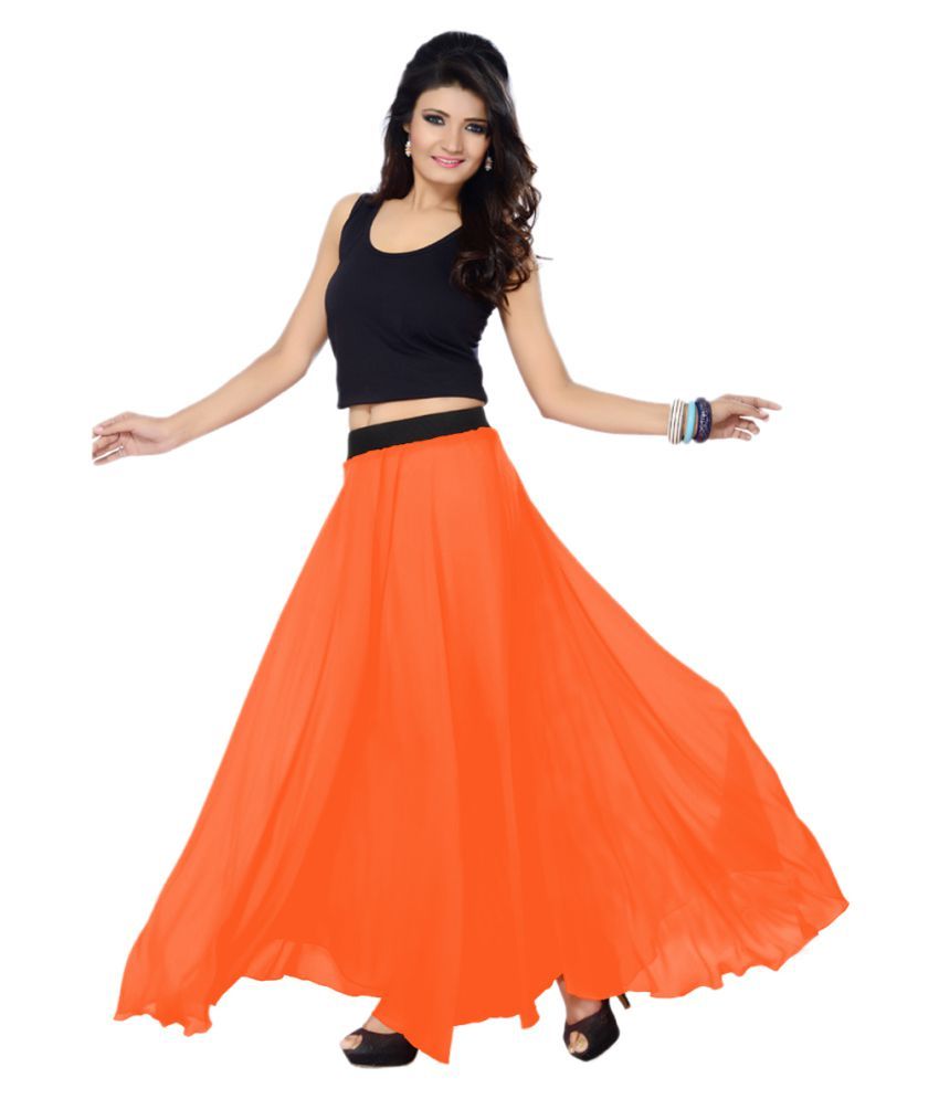     			Sttoffa Georgette A-Line Skirt - Orange