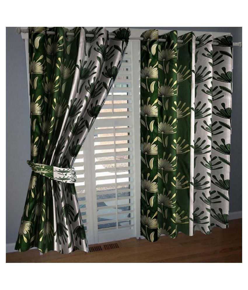     			Tanishka Fabs Semi-Transparent Curtain 5 ft ( Pack of 2 ) - Green