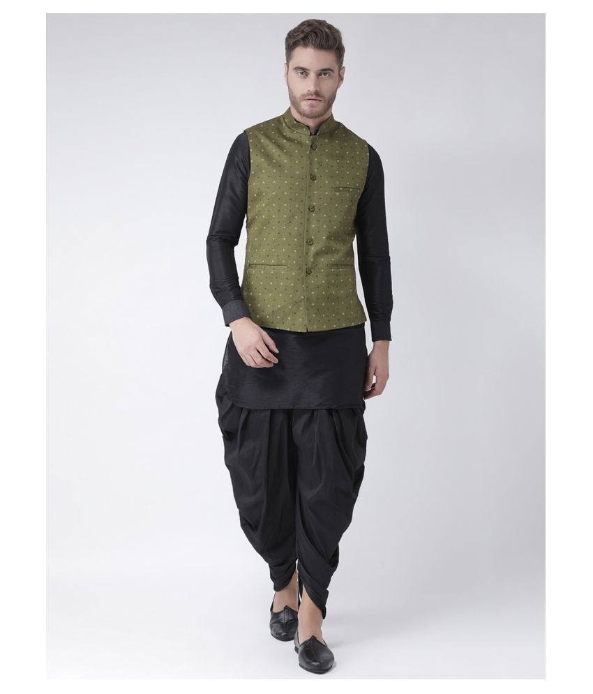     			Deyann Green Linen Kurta Pyjama Set