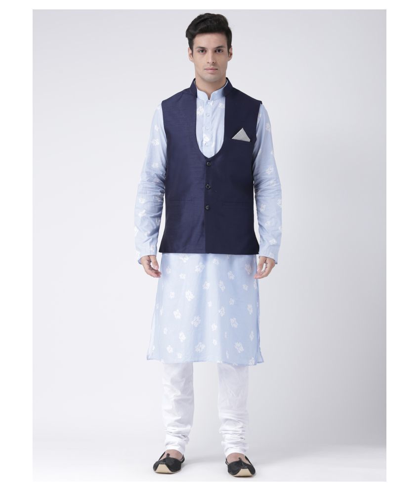     			Deyann Navy Silk Blend Kurta Pyjama Set