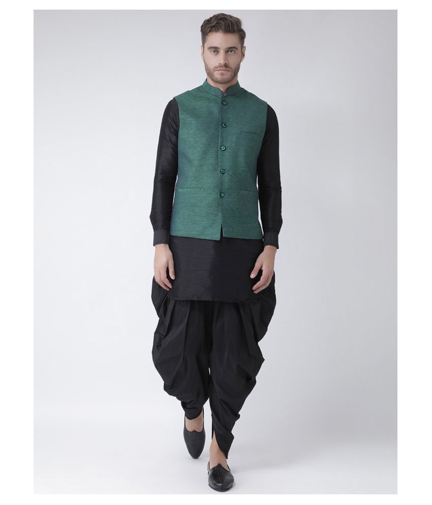     			Deyann Green Linen Kurta Pyjama Set