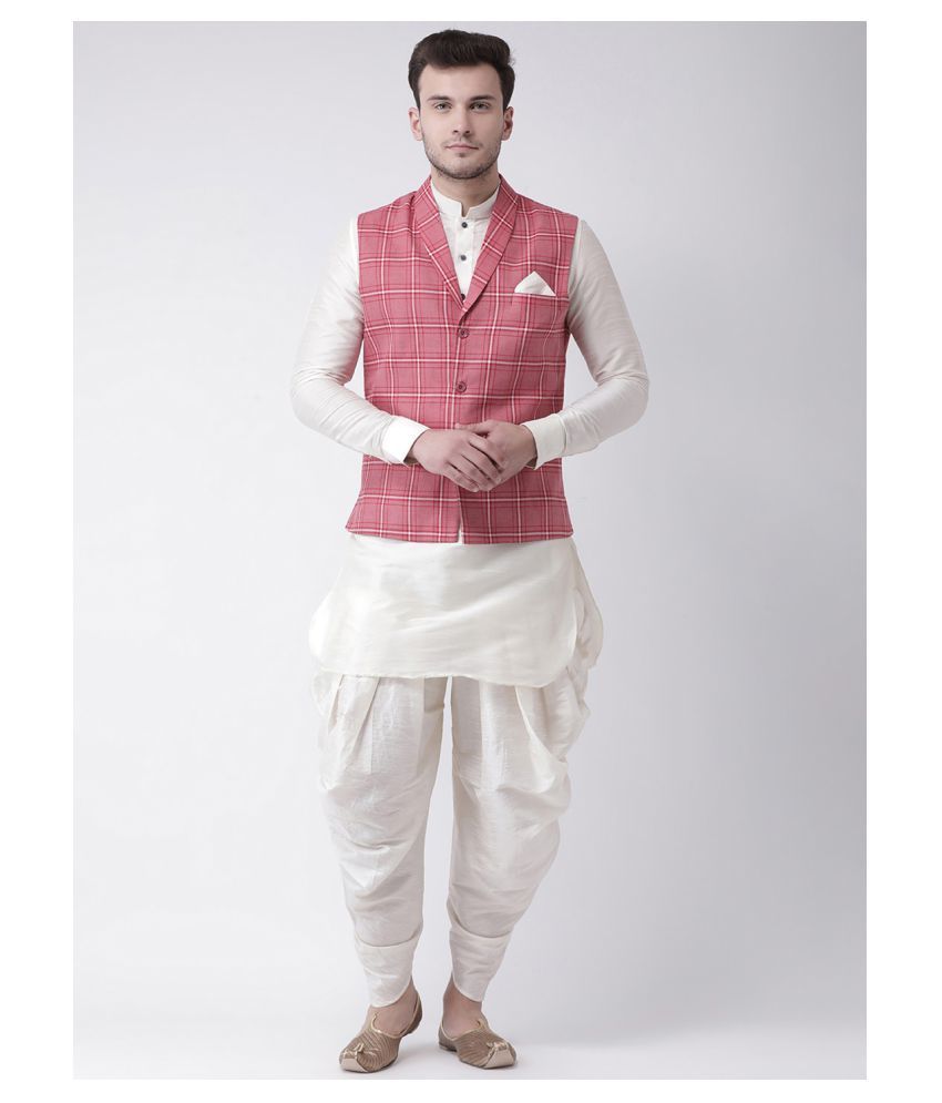     			Deyann Pink Linen Kurta Pyjama Set