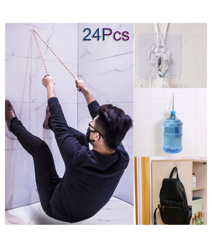     			24x Strong Transparent Suction Cup Sucker Wall Hooks Hanger For Kitchen Bathroom