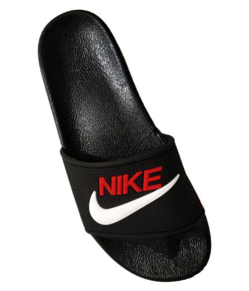 all black nike flip flops