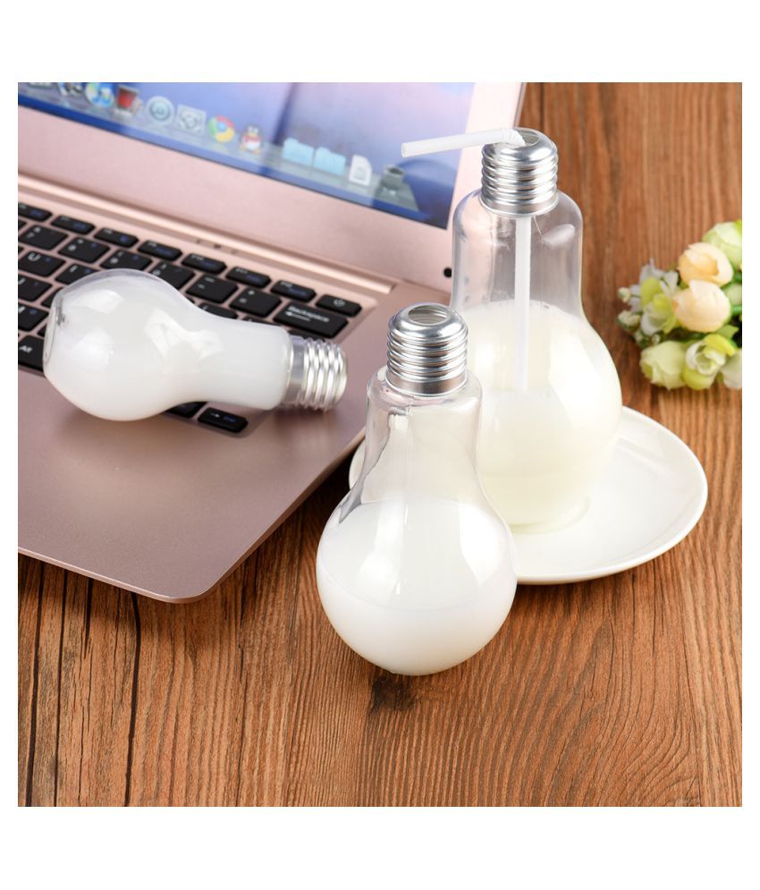 Summer Bulb Water Bottle Brief Cute Milk Juice Light Bulbs Cup Leak-proof Clear