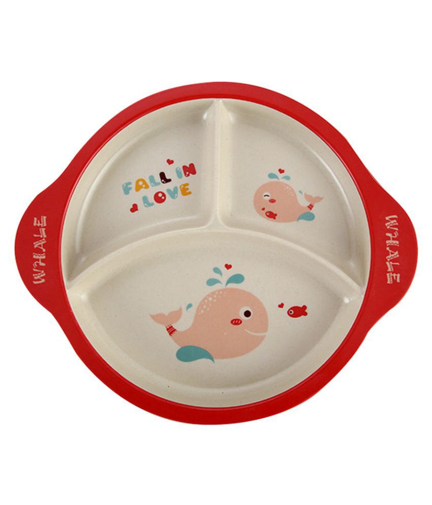 Bamboo fiber children's cartoon Plate environmental protection baby cutlery:  Buy Online at Best Price in India - Snapdeal