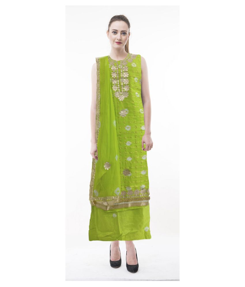 aadika Green,Beige Cotton Dress Material - Buy aadika Green,Beige Cotton Dress Material Online 