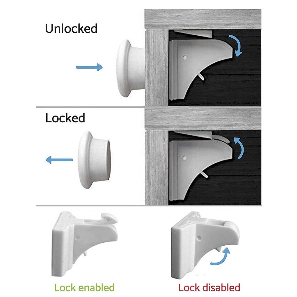 Child Safety Magnetic Cabinet Locks For Baby Proofing Cabinets