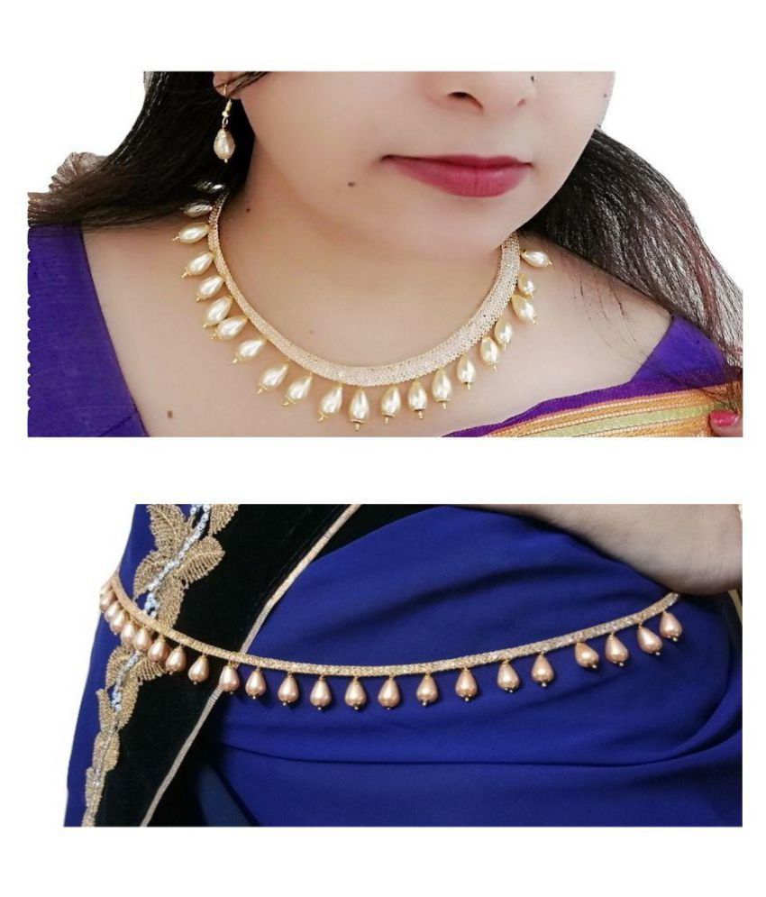     			Combo of Kamarband/kardhani and Necklace with Earrings for women weading/Festive/party jewellery.