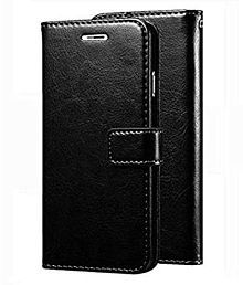 Samsung galaxy A6 Plus Flip Cover by KOVADO - Black Original Vintage Look Leather Wallet Case