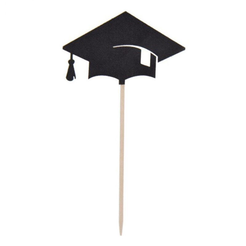 6 Pieces Bamboo Stick Diy Graduation Cap Cupcake Toppers